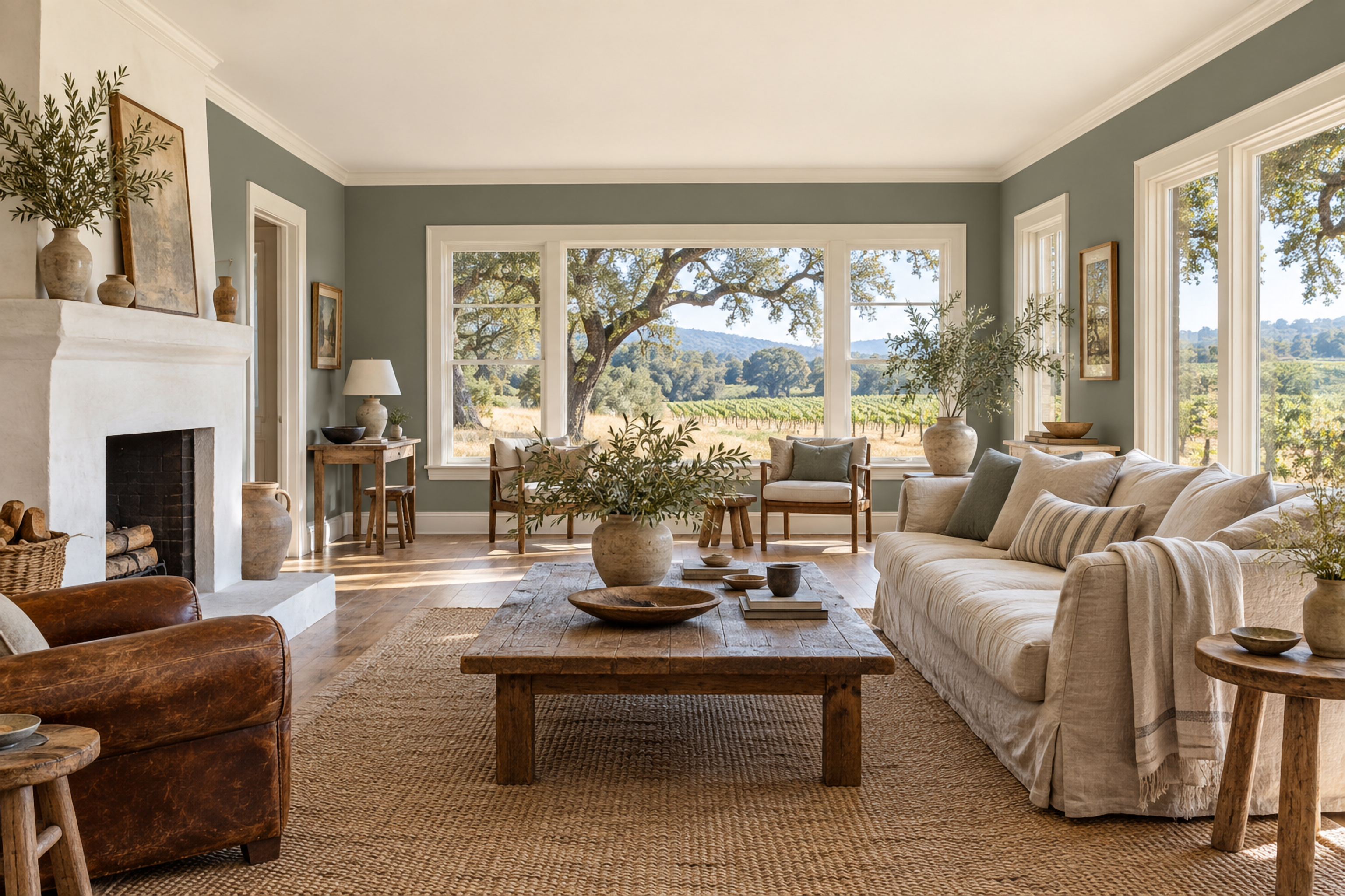 Dusty Rose Linen: Living Room