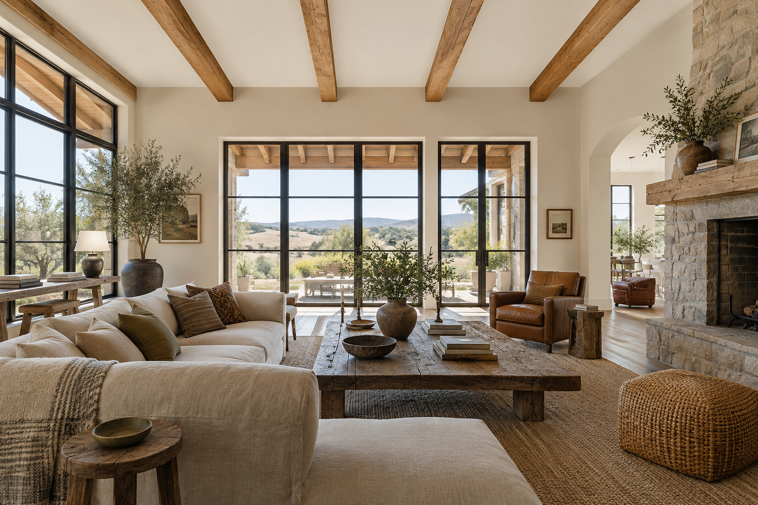 Rattan & White Oak: Living Room