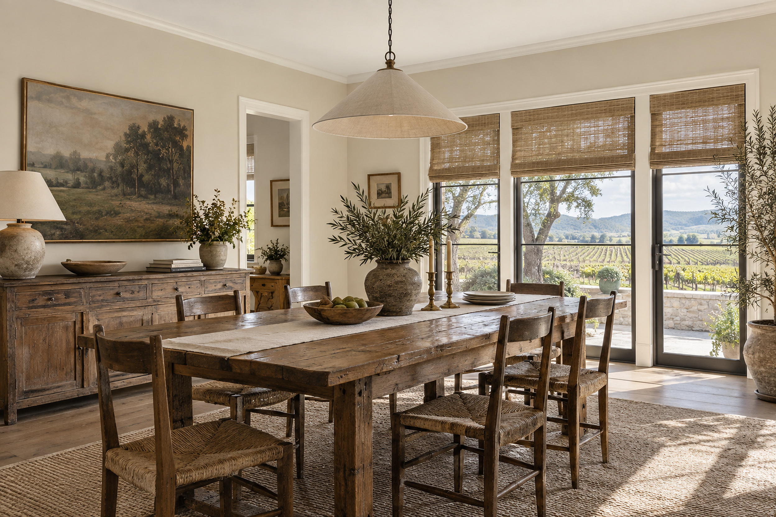Rattan & White Oak: Dining Room