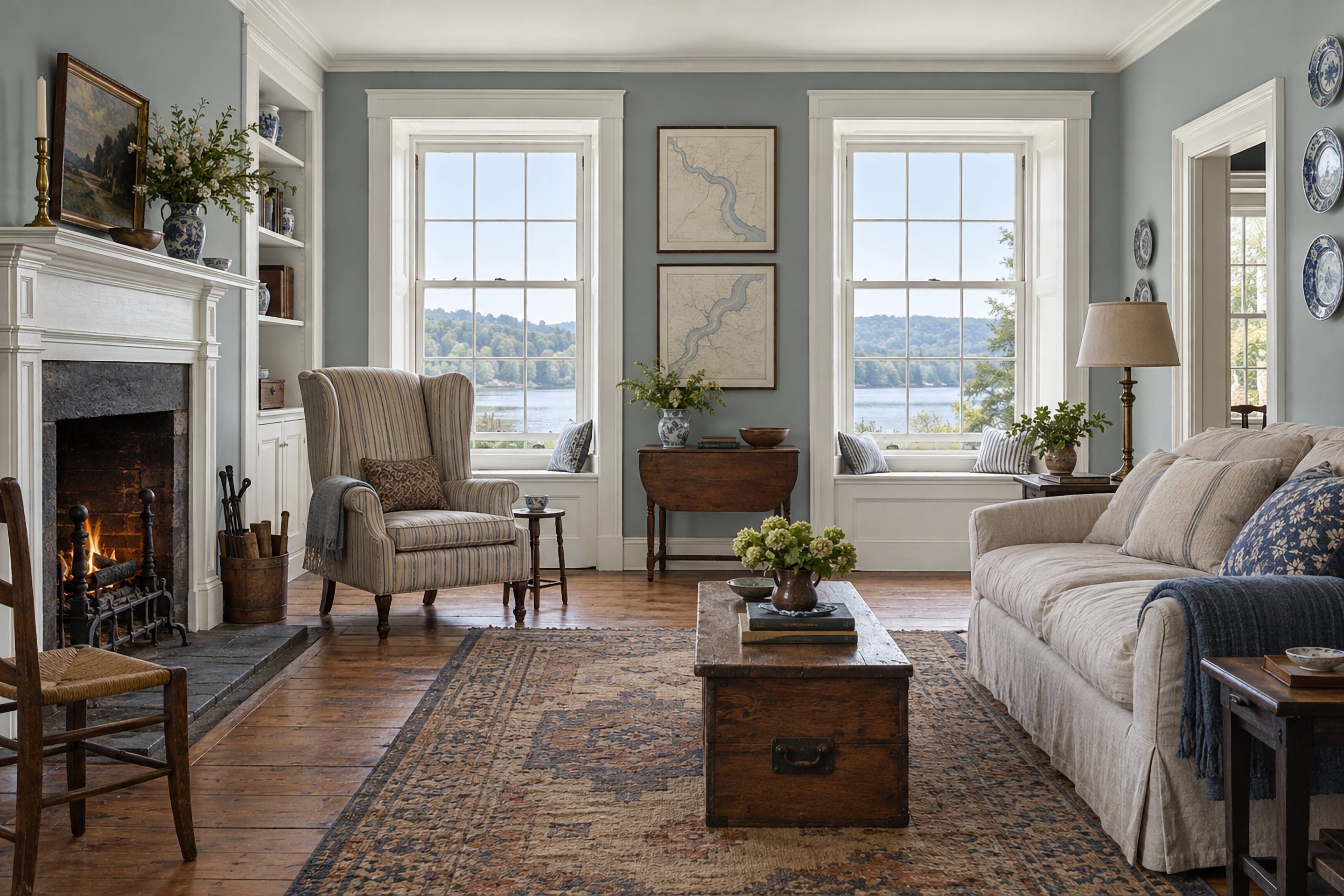 Tile Blue Gable: Living Room